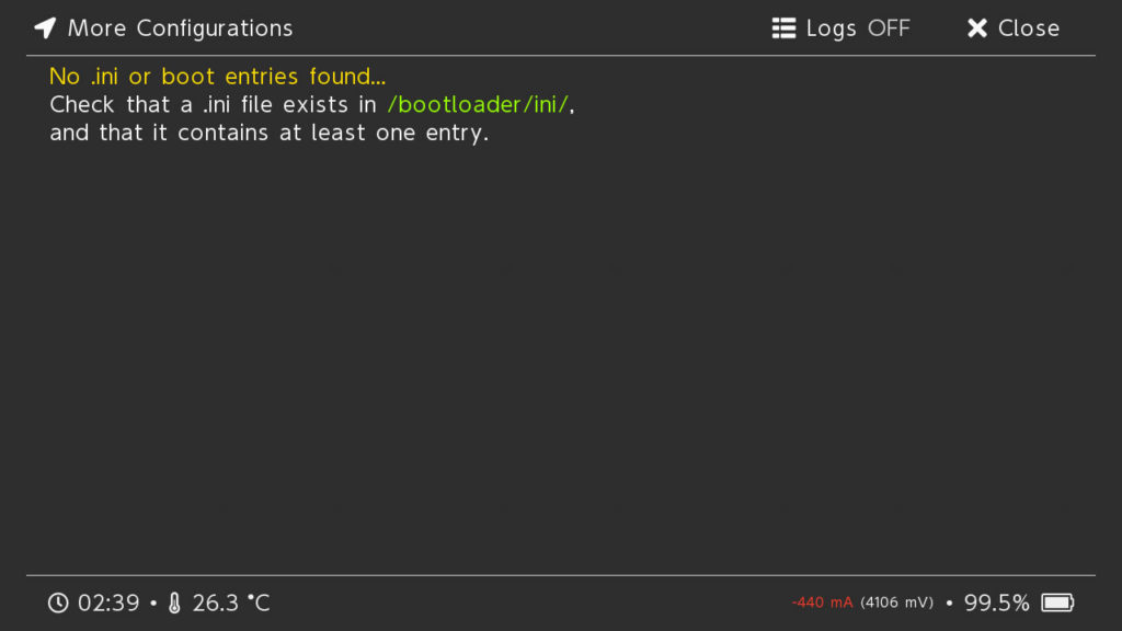 Switch CFW Hekate 「No main boot entries found…」「No .ini or boot entries